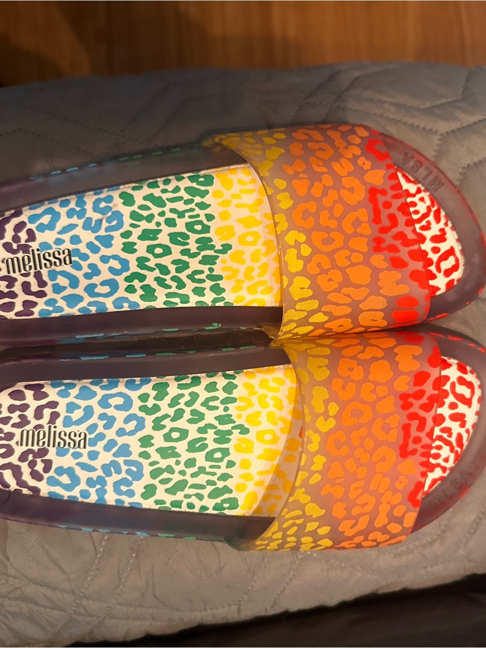Melissa  Rainbow Leopard Slide Sandals size 9
